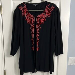 Ming Wang Black blazer with peach/bright Embroidery